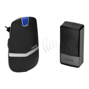 LAXAN AC wireless mains-powered doorbell with battery-free button, learning system, 36 sounds, 150m